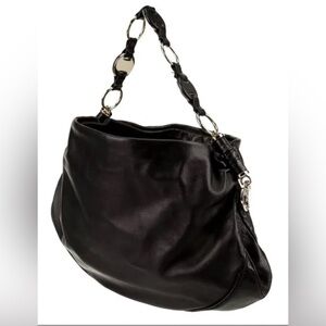 Yves Saint Laurent Early 2000s Nappa Leather w Chain Link Gold/Leather Hobo Bag